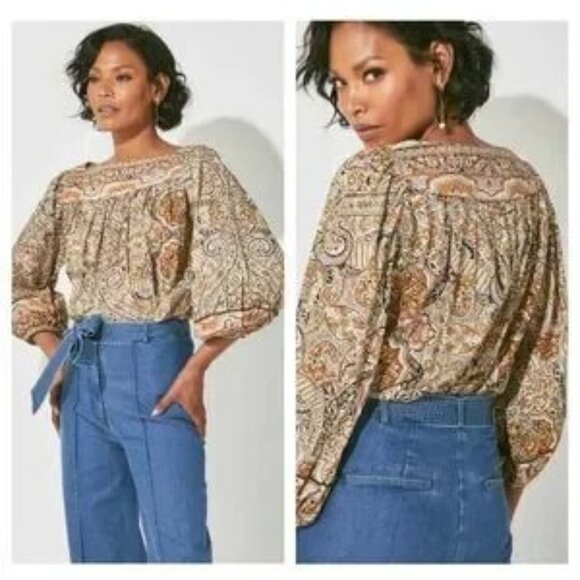CLEOBELLA Teagan Blouse in Kaleidoscope Multicolor Paisley Floral Size Small - Picture 1 of 12